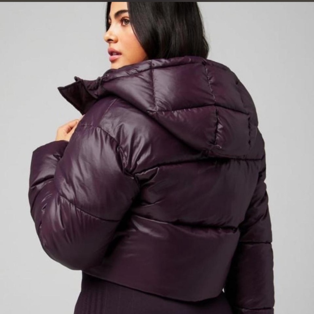 Plum Cropped Puffer Jacket NWT